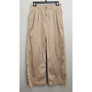 Pact Pants Women's Size Small Wide Leg Buckle Back Organic Cotton Casual Khaki